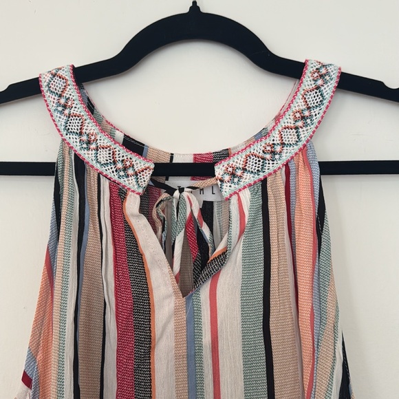 Multi-Color Striped Pattern Halter Tank - Picture 2 of 4
